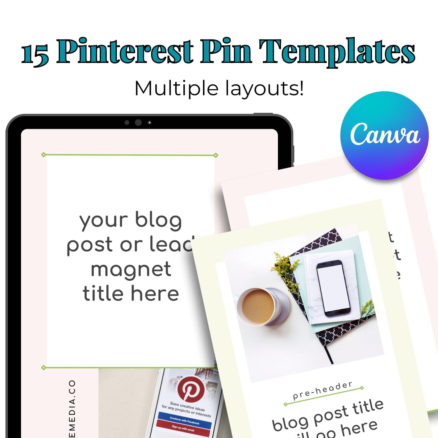 Pinterest Pin Templates for Canva - Key Lime Designs