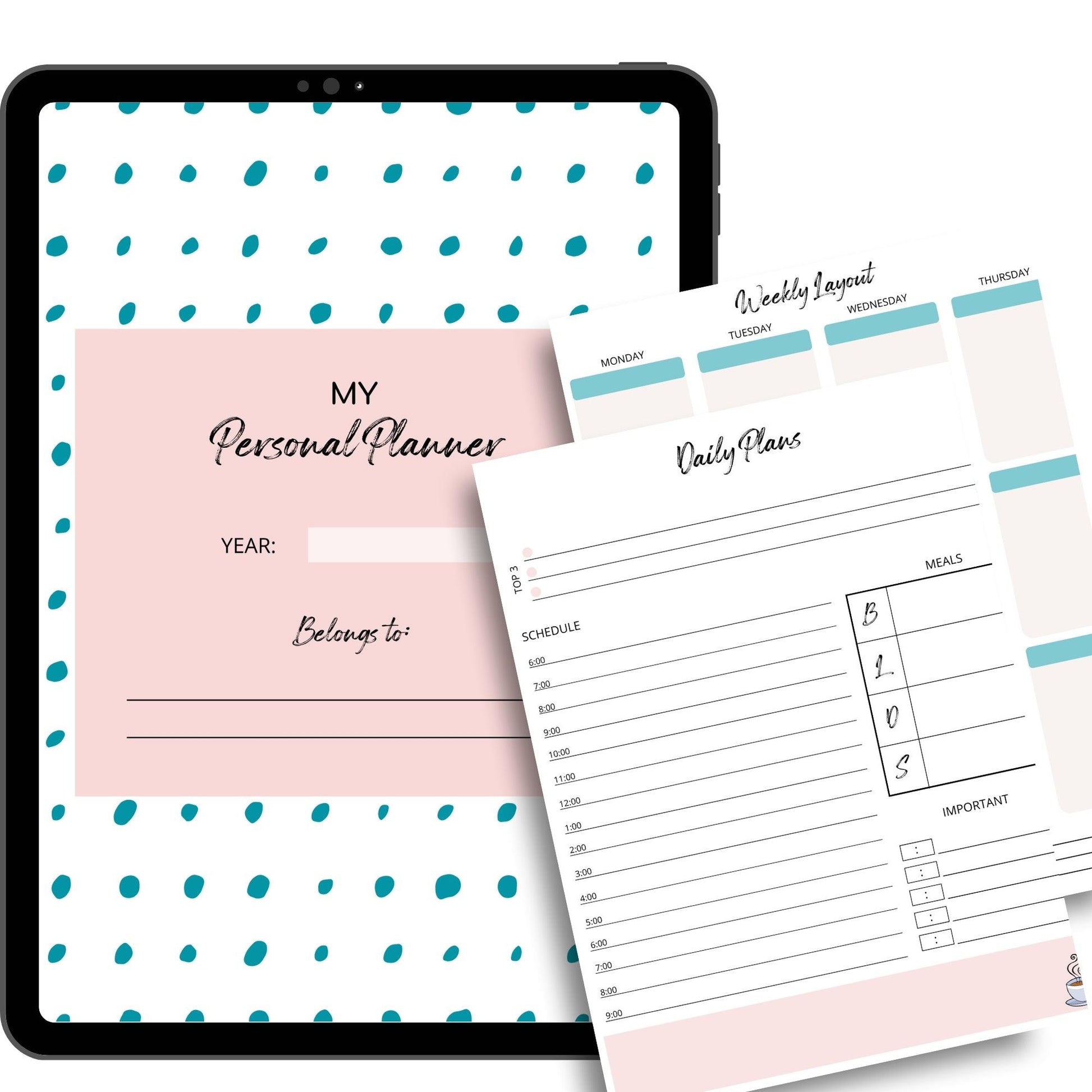 Printable Planner for Life & Business - Teal & Pink - Key Lime Designs