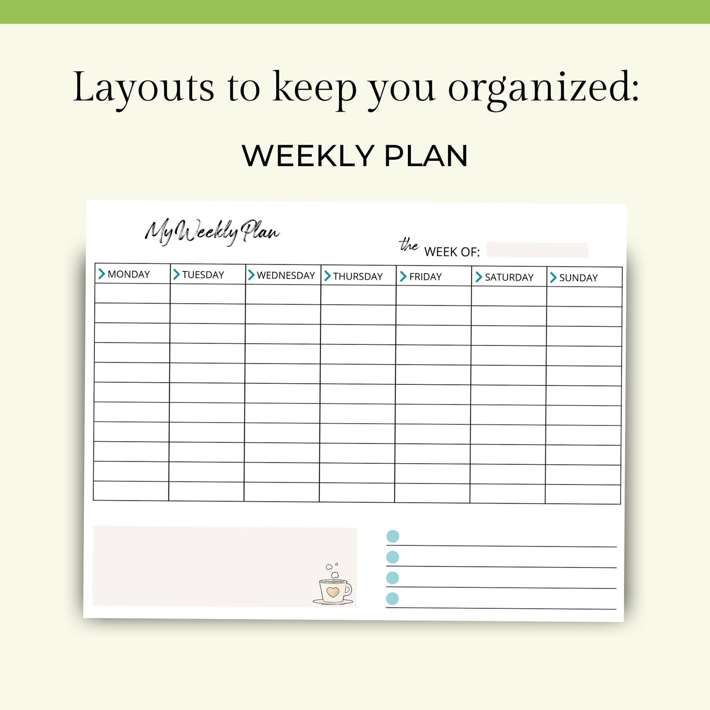 Printable Planner for Life & Business - Teal & Pink - Key Lime Designs