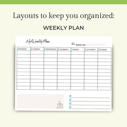 Printable Planner for Life & Business - Teal & Pink - Key Lime Designs