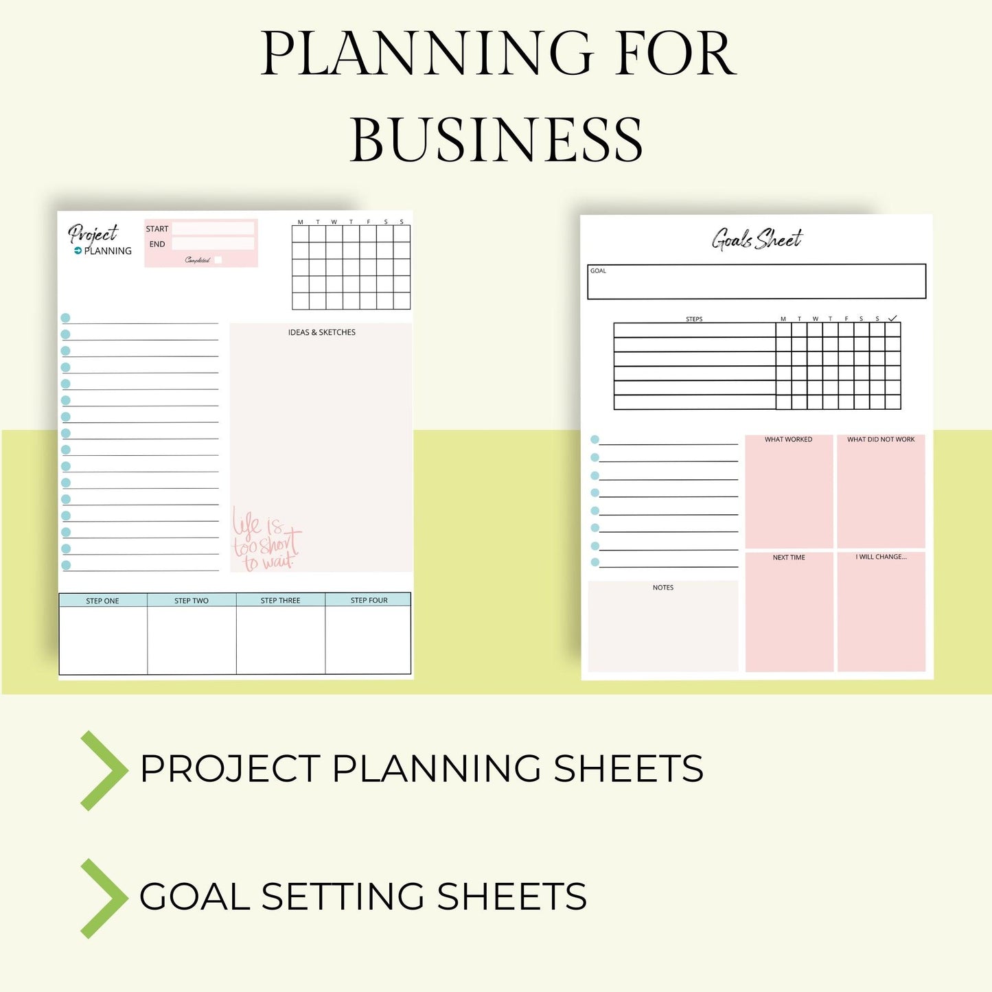 Printable Planner for Life & Business - Teal & Pink - Key Lime Designs