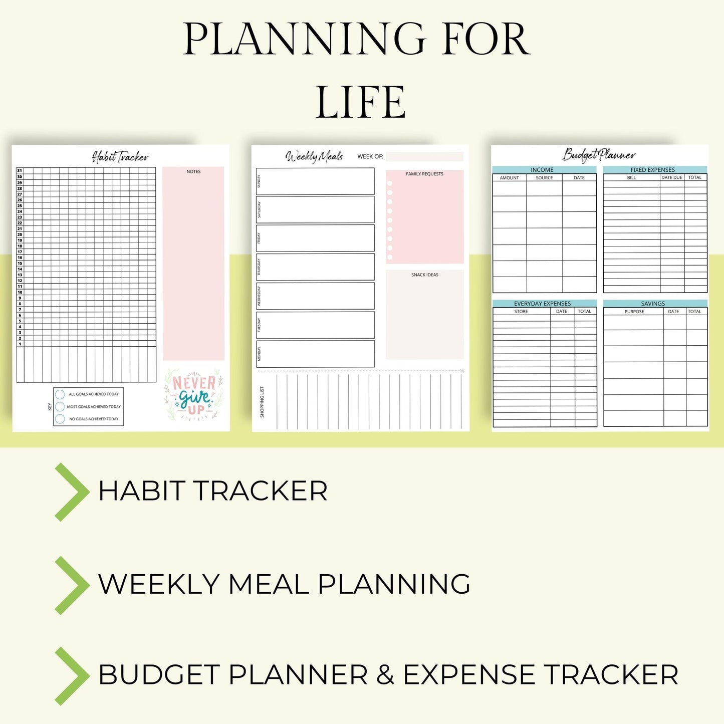 Printable Planner for Life & Business - Teal & Pink - Key Lime Designs