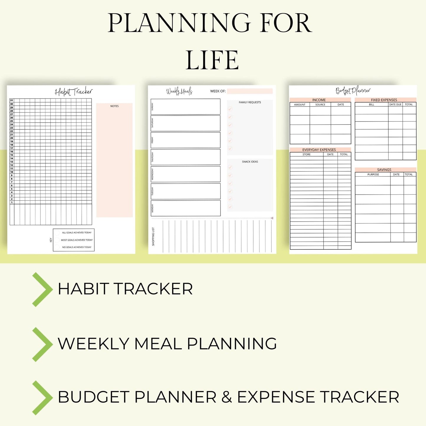 Printable Planner for Life & Business - Peach - Key Lime Designs