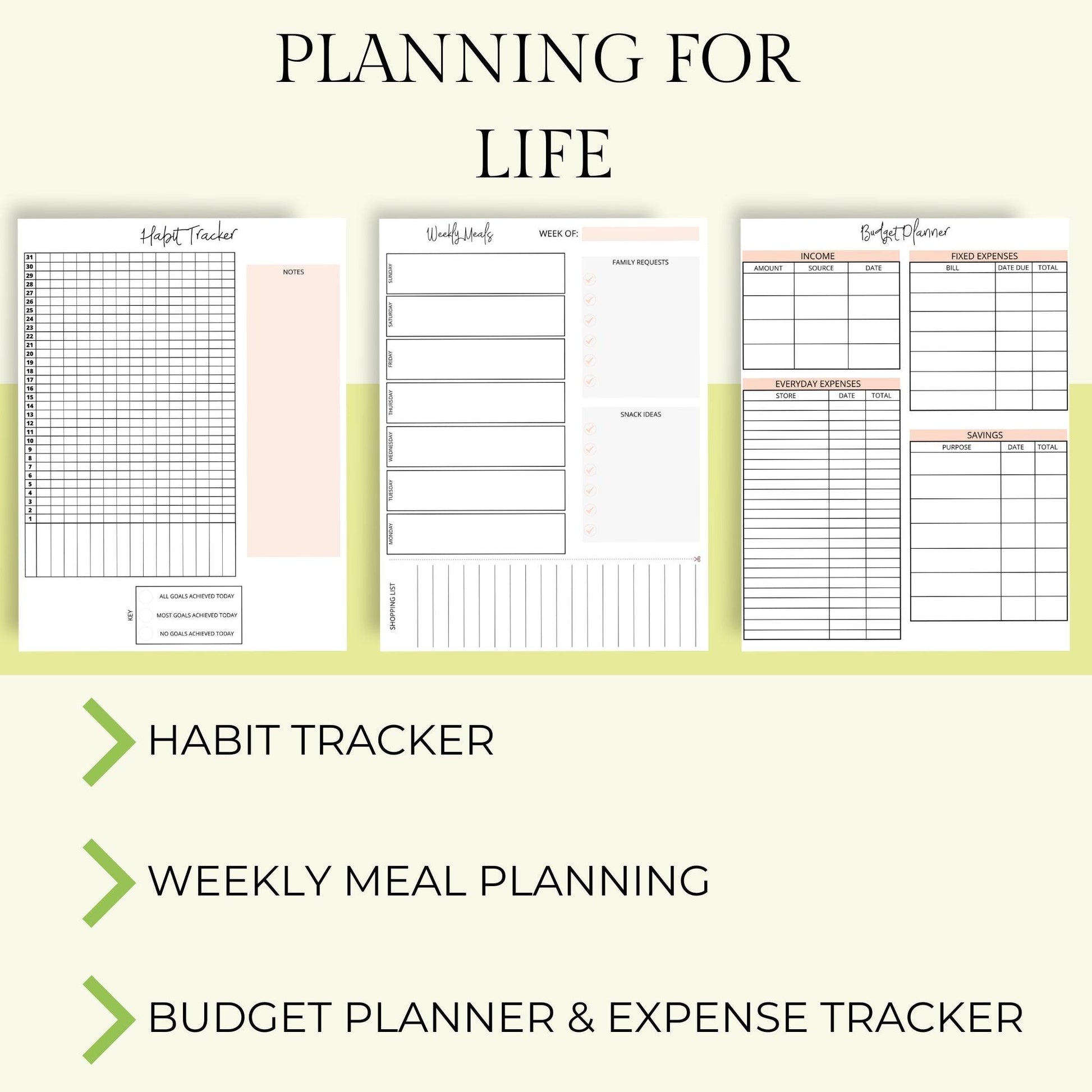 Printable Planner for Life & Business - Peach - Key Lime Designs